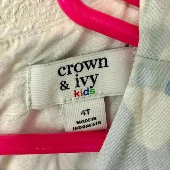 Crown & Ivy Kids Girls Butterfly Dress Blue White Size 4T Ruffle Tiered - Picture 2 of 3